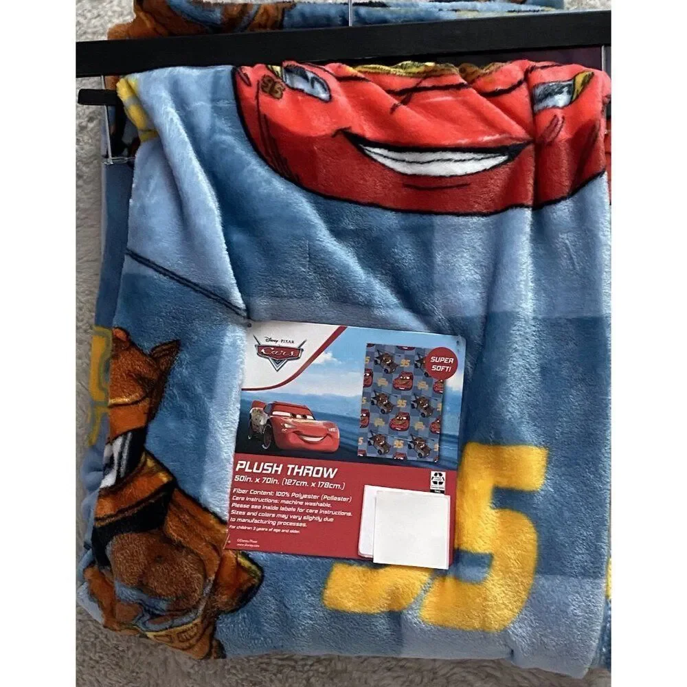 DISNEY Pixar CARS LIGHTNING MCQUEEN 95 Tow Mater Throw‎ Blanket 50 X 70” NEW
